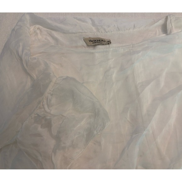Tops - Via SIGNORIA Small Shirt Top Silk Blend Embroidered Layered Lined Made‎ in Italy